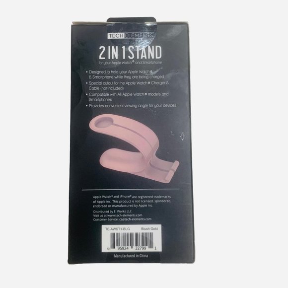 Tech Elements 2 in 1 Blue Wired Charging Stand For Apple Watch and Smartphone OS - Picture 2 of 3